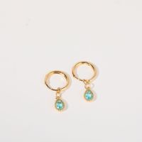 1 Paire Style Simple Les Gouttelettes D'eau Placage Incruster Le Cuivre Zircon Plaqué Or 18k Boucles D'oreilles sku image 3