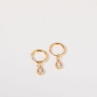 1 Pair Simple Style Water Droplets Plating Inlay Copper Zircon 18k Gold Plated Drop Earrings sku image 4