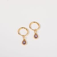 1 Pair Simple Style Water Droplets Plating Inlay Copper Zircon 18k Gold Plated Drop Earrings sku image 5