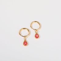 1 Paire Style Simple Les Gouttelettes D'eau Placage Incruster Le Cuivre Zircon Plaqué Or 18k Boucles D'oreilles sku image 6