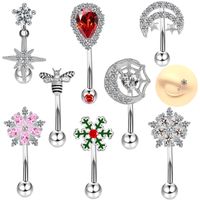 Cute Wedding Pastoral Moon Snowflake Stainless Steel Copper White Gold Plated Rhinestones Zircon Eyebrow Nails In Bulk main image 1