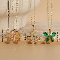 Elegant Classic Style Butterfly Copper 14k Gold Plated Zircon Necklace In Bulk main image 9