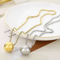 Titanium Steel 18K Gold Plated Hip-Hop Exaggerated Plating Ball Pendant Necklace main image 1