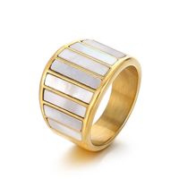 Titan Stahl 18 Karat Vergoldet Einfacher Stil Überzug Inlay Geometrisch Hülse Ringe main image 4