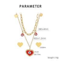 Stainless Steel Titanium Steel 18K Gold Plated Streetwear Enamel Plating Heart Shape Layered Necklaces main image 2