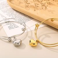 Cute Heart Shape Stainless Steel 18K Gold Plated Bangle In Bulk main image 6