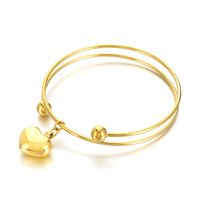 Cute Heart Shape Stainless Steel 18K Gold Plated Bangle In Bulk main image 5