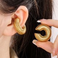 1 Pair Streetwear Solid Color Plating Stainless Steel 18K Gold Plated Ear Cuffs main image 3