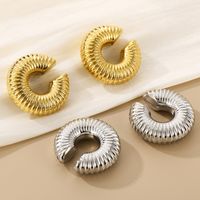 1 Pair Streetwear Solid Color Plating Stainless Steel 18K Gold Plated Ear Cuffs main image 5
