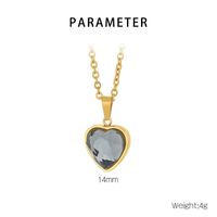 1 Piece Stainless Steel Zircon 18K Gold Plated Heart Shape Polished Pendant main image 2