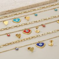 Stainless Steel Titanium Steel 18K Gold Plated Streetwear Enamel Plating Heart Shape Layered Necklaces main image 4