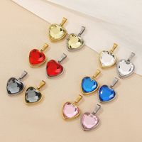 1 Piece Stainless Steel Zircon 18K Gold Plated Heart Shape Polished Pendant main image 1
