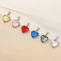 1 Piece Stainless Steel Zircon 18K Gold Plated Heart Shape Polished Pendant main image 4