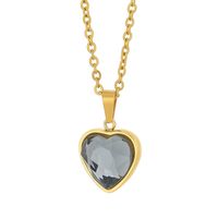 1 Piece Stainless Steel Zircon 18K Gold Plated Heart Shape Polished Pendant main image 5