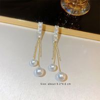 1 Pair Fashion Geometric Plating Inlay Alloy Artificial Rhinestones Artificial Pearls Zircon 14k Gold Plated Drop Earrings sku image 10