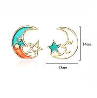 1 Pair Ig Style Star Moon Epoxy Plating Hollow Out Copper Ear Studs main image 2