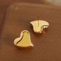 1 Pair Casual Elegant Simple Style Heart Shape Plating Titanium Steel 18k Gold Plated Ear Studs main image 5