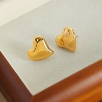 1 Pair Casual Elegant Simple Style Heart Shape Plating Titanium Steel 18k Gold Plated Ear Studs main image 7