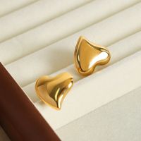 1 Pair Casual Elegant Simple Style Heart Shape Plating Titanium Steel 18k Gold Plated Ear Studs main image 4