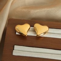 1 Pair Casual Elegant Simple Style Heart Shape Plating Titanium Steel 18k Gold Plated Ear Studs main image 8