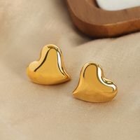 1 Pair Casual Elegant Simple Style Heart Shape Plating Titanium Steel 18k Gold Plated Ear Studs main image 6