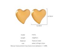 1 Paar Lässig Elegant Einfacher Stil Herzform Überzug Titan Stahl 18 Karat Vergoldet Ohrstecker main image 2