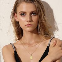 Modern Style Classic Style Letter Rectangle Copper Plating 14k Gold Plated Double Layer Necklaces main image 5