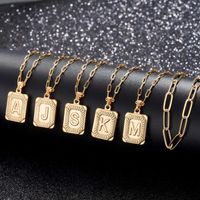 Modern Style Classic Style Letter Rectangle Copper Plating 14k Gold Plated Double Layer Necklaces main image 3