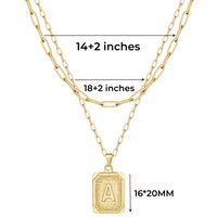 Modern Style Classic Style Letter Rectangle Copper Plating 14k Gold Plated Double Layer Necklaces main image 2