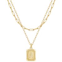 Modern Style Classic Style Letter Rectangle Copper Plating 14k Gold Plated Double Layer Necklaces sku image 1