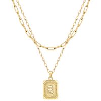 Modern Style Classic Style Letter Rectangle Copper Plating 14k Gold Plated Double Layer Necklaces sku image 2