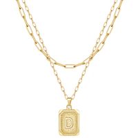 Modern Style Classic Style Letter Rectangle Copper Plating 14k Gold Plated Double Layer Necklaces sku image 4