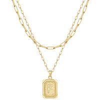 Modern Style Classic Style Letter Rectangle Copper Plating 14k Gold Plated Double Layer Necklaces sku image 5