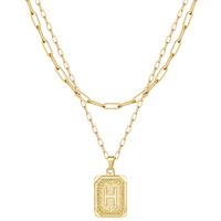 Modern Style Classic Style Letter Rectangle Copper Plating 14k Gold Plated Double Layer Necklaces sku image 7