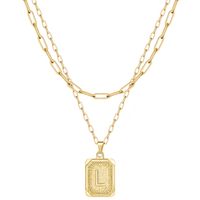 Modern Style Classic Style Letter Rectangle Copper Plating 14k Gold Plated Double Layer Necklaces sku image 11