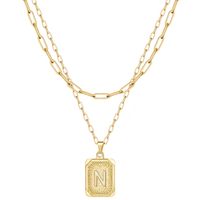Modern Style Classic Style Letter Rectangle Copper Plating 14k Gold Plated Double Layer Necklaces sku image 13
