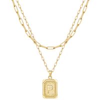 Modern Style Classic Style Letter Rectangle Copper Plating 14k Gold Plated Double Layer Necklaces sku image 15
