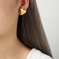 1 Pair Casual Elegant Simple Style Heart Shape Plating Titanium Steel 18k Gold Plated Ear Studs sku image 3