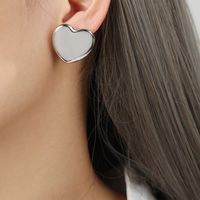 1 Pair Casual Elegant Simple Style Heart Shape Plating Titanium Steel 18k Gold Plated Ear Studs sku image 2