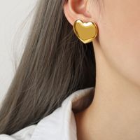 1 Pair Casual Elegant Simple Style Heart Shape Plating Titanium Steel 18k Gold Plated Ear Studs sku image 1