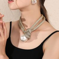 Ig Style Elegant Geometric Imitation Pearl Metal Women's Choker sku image 3