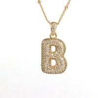 Simple Style Letter Copper Plating Inlay Zircon 18k Gold Plated Pendant Necklace sku image 2