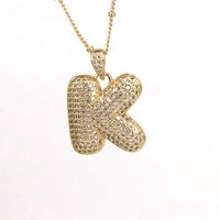 Simple Style Letter Copper Plating Inlay Zircon 18k Gold Plated Pendant Necklace sku image 11