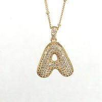 Simple Style Letter Copper Plating Inlay Zircon 18k Gold Plated Pendant Necklace sku image 1