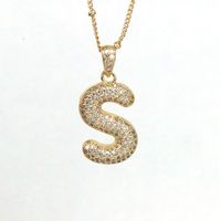 Simple Style Letter Copper Plating Inlay Zircon 18k Gold Plated Pendant Necklace sku image 19