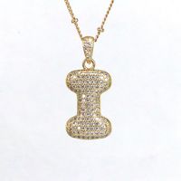 Simple Style Letter Copper Plating Inlay Zircon 18k Gold Plated Pendant Necklace sku image 9