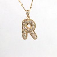 Simple Style Letter Copper Plating Inlay Zircon 18k Gold Plated Pendant Necklace sku image 18