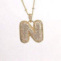 Simple Style Letter Copper Plating Inlay Zircon 18k Gold Plated Pendant Necklace sku image 14