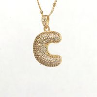 Simple Style Letter Copper Plating Inlay Zircon 18k Gold Plated Pendant Necklace sku image 3