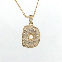 Simple Style Letter Copper Plating Inlay Zircon 18k Gold Plated Pendant Necklace sku image 4